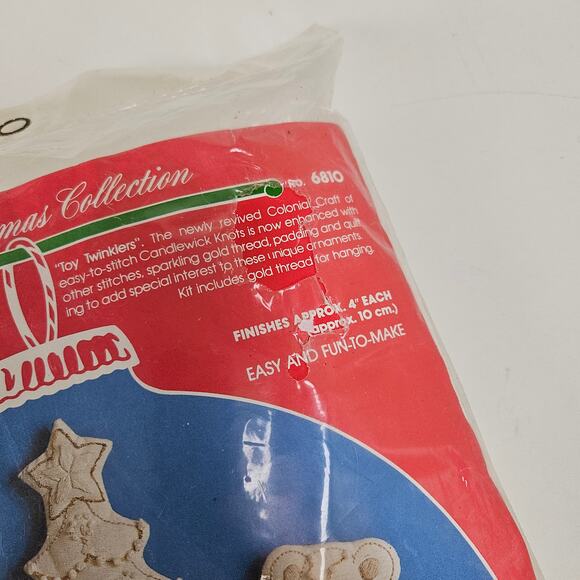 NEW Vintage 1983 Paragon Needlecraft Candlewick 6pc Ornament Kit 6910 Quilted - Picture 2 of 5